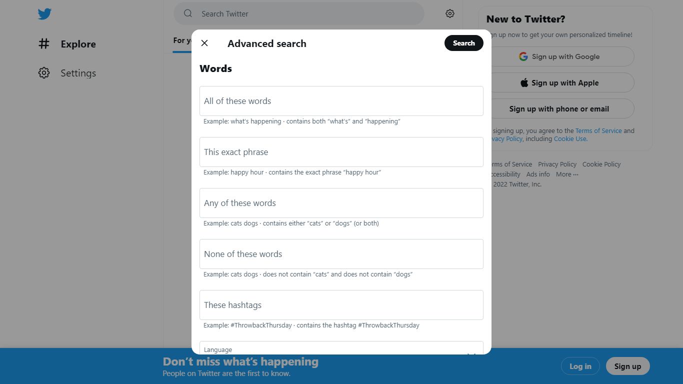 Search Advanced - Twitter